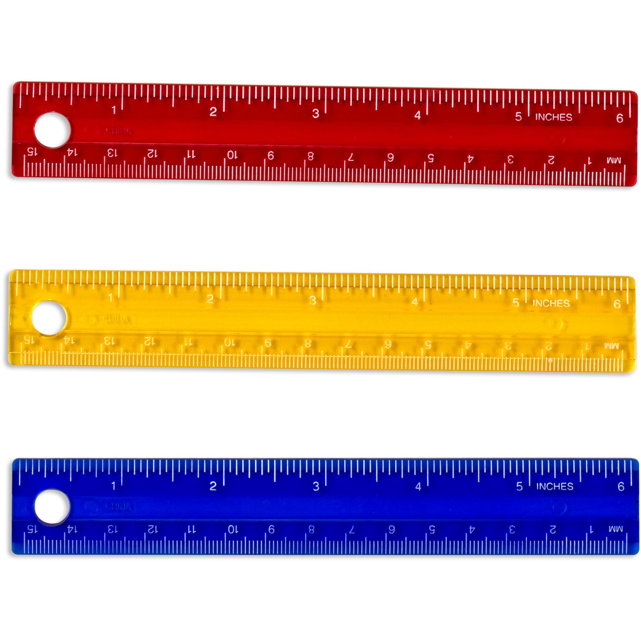 Assorted Color Metric And Inches Plastic Rulers