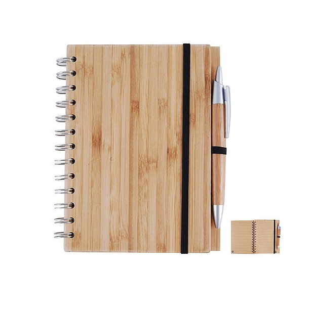 ECO Bamboo Spiral Notebook with Pen