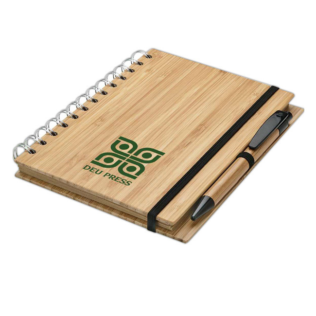Natural color recycle bamboo notebook with spiral