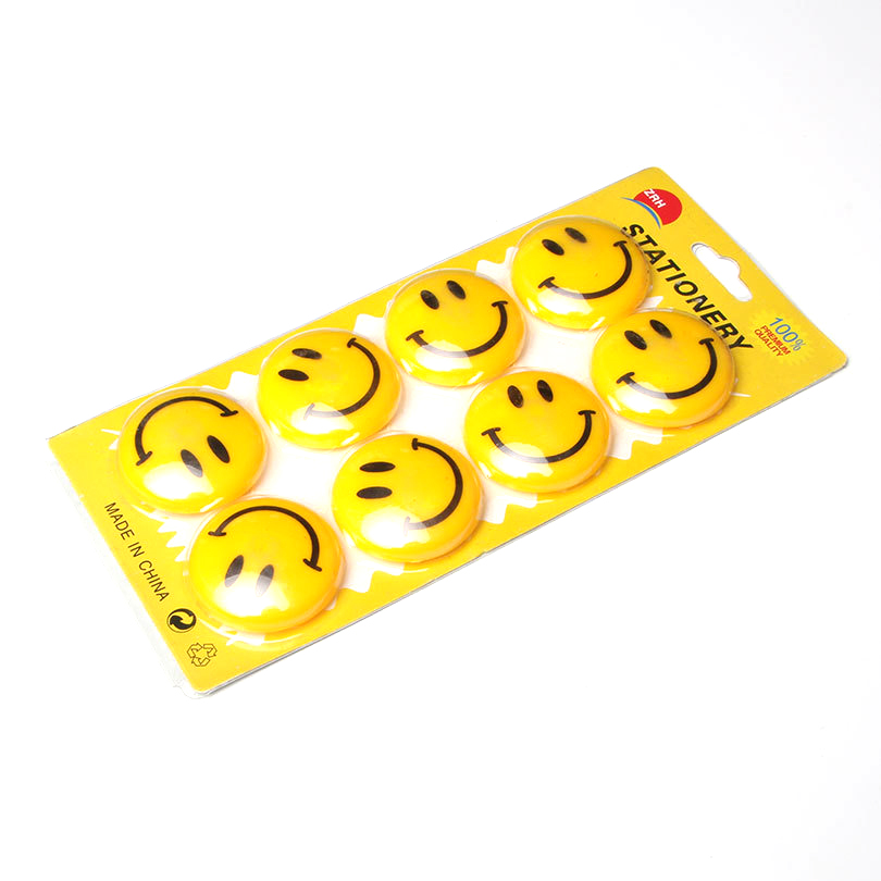 Set of 10 Magnet Buttons with Smiley Face
