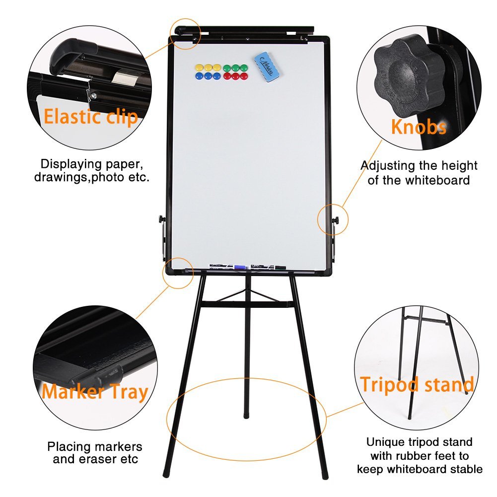 Magnetic Whiteboard with Tripod Easel Adjustable 60 x 90 cm - Whiteboards -  Office Furniture - Office