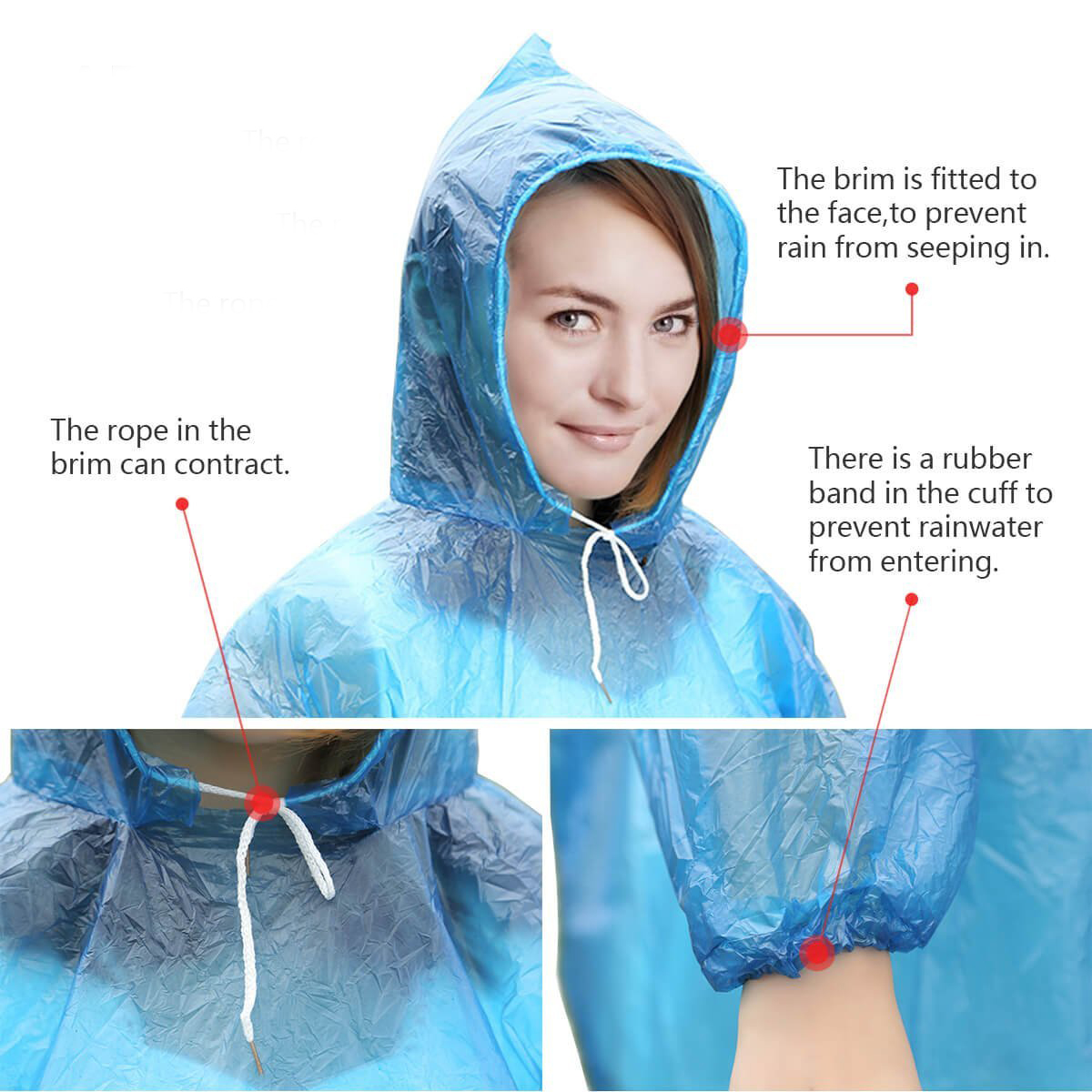 Emergency Rain Poncho Coat Rainwear | Adult Disposable Rain Ponchos