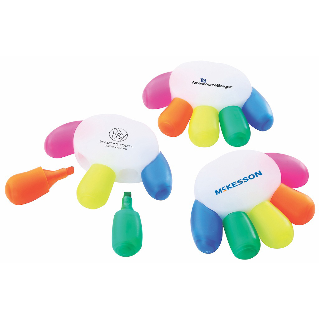 Hand Shaped 5 Color Highlighter Marker