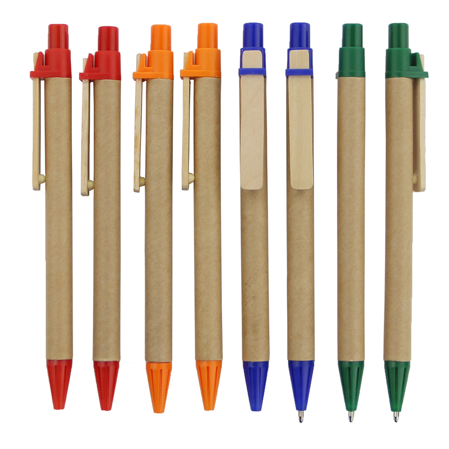 Eco Friendly Kraft Paper Clip Click Ballpoint Pen