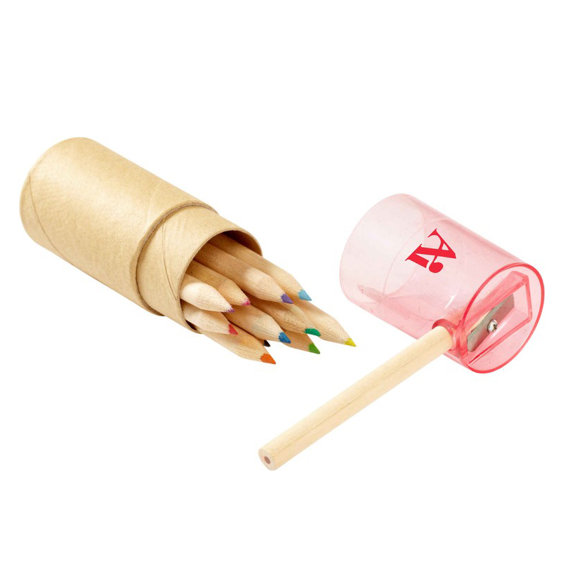 Promotional Colored Pencil Set In Tube With Sharpeners With Custom Logo