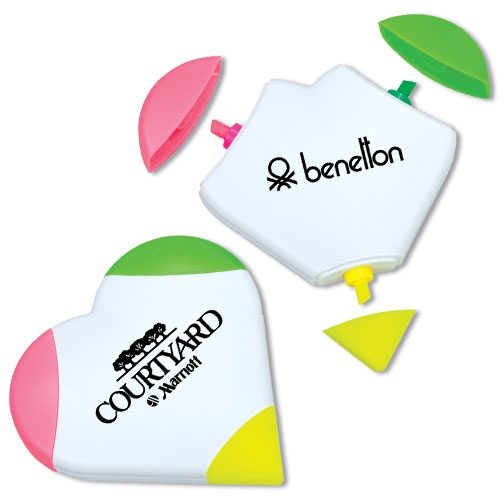 3 in 1 Heart Shaped Highlighter Pens With Logo Customized Marker Pen